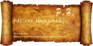 Pártl Henrietta névjegykártya